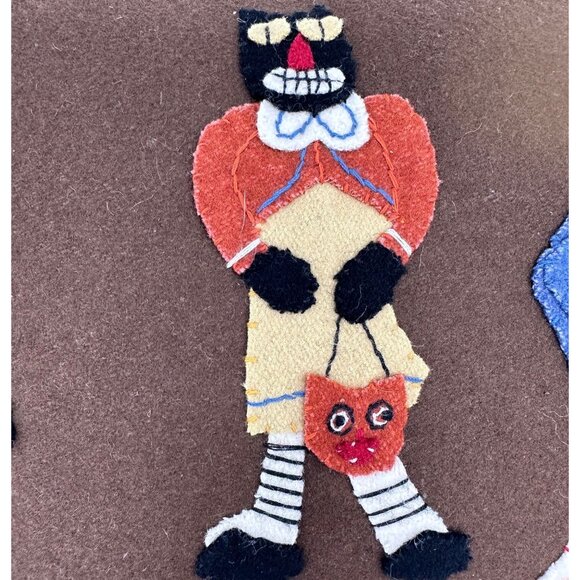 Vintage Bethany Lowe Halloween Pillow Decorative Throw Felt Jack O Lantern Cat - Picture 5 of 10